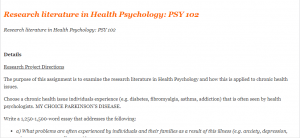 research literature in health psychology psy 102