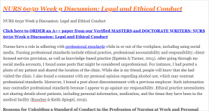 NURS 6050 Week 9 Discussion Legal and Ethical Conduct