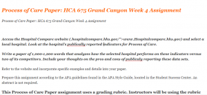 Process of Care Paper HCA 675 Grand Canyon Week 4 Assignment