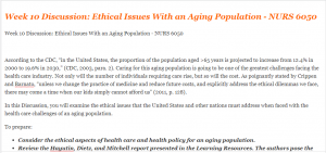 Week 10 Discussion Ethical Issues With an Aging Population - NURS 6050
